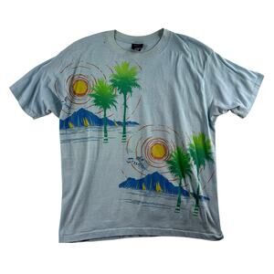 Vtg Sneakers 1986 The Sessions Wrap Around Print T-Shirt Single Stitch Grunge